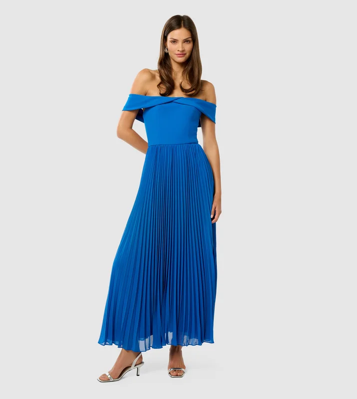 LOUISE Off Shoulder Pleated Maxi Dress